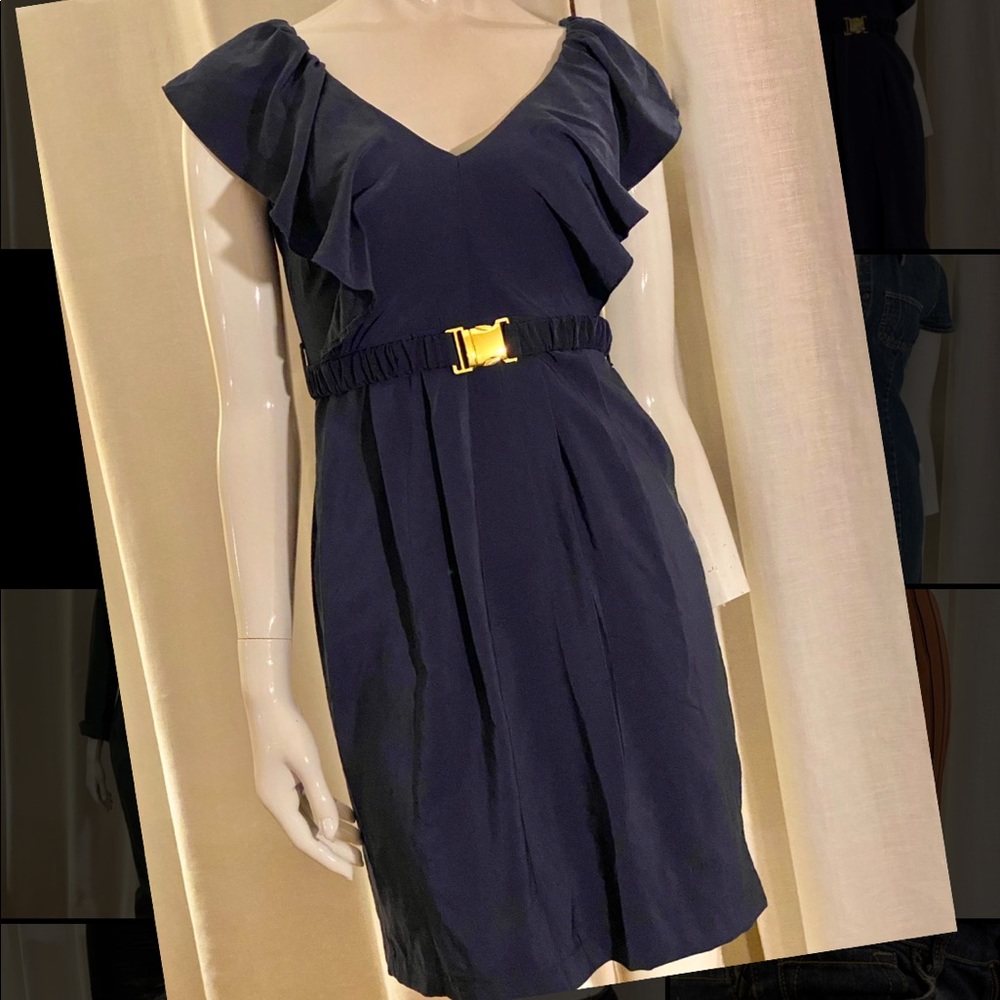 Navy Dress with Gold Buckle